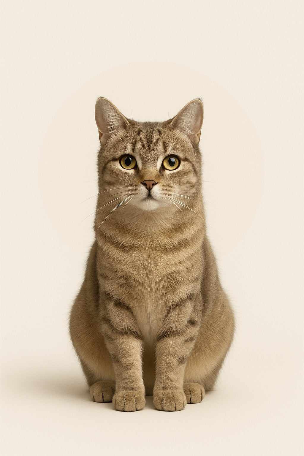 Gato de pelo corto en fondo beige — colección Gatos Linconly