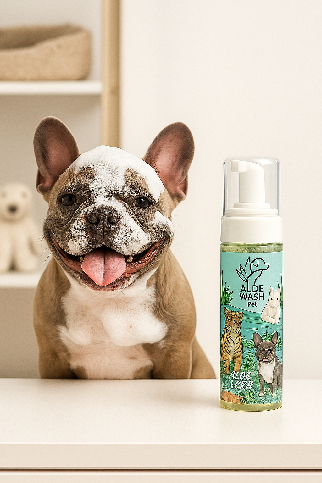 Shampoo en seco de aloe para perros y gatos — foto del producto.