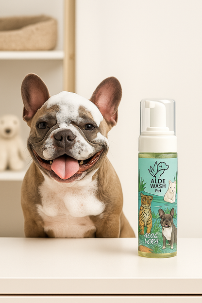 Shampoo en seco de aloe para perros y gatos — foto del producto.