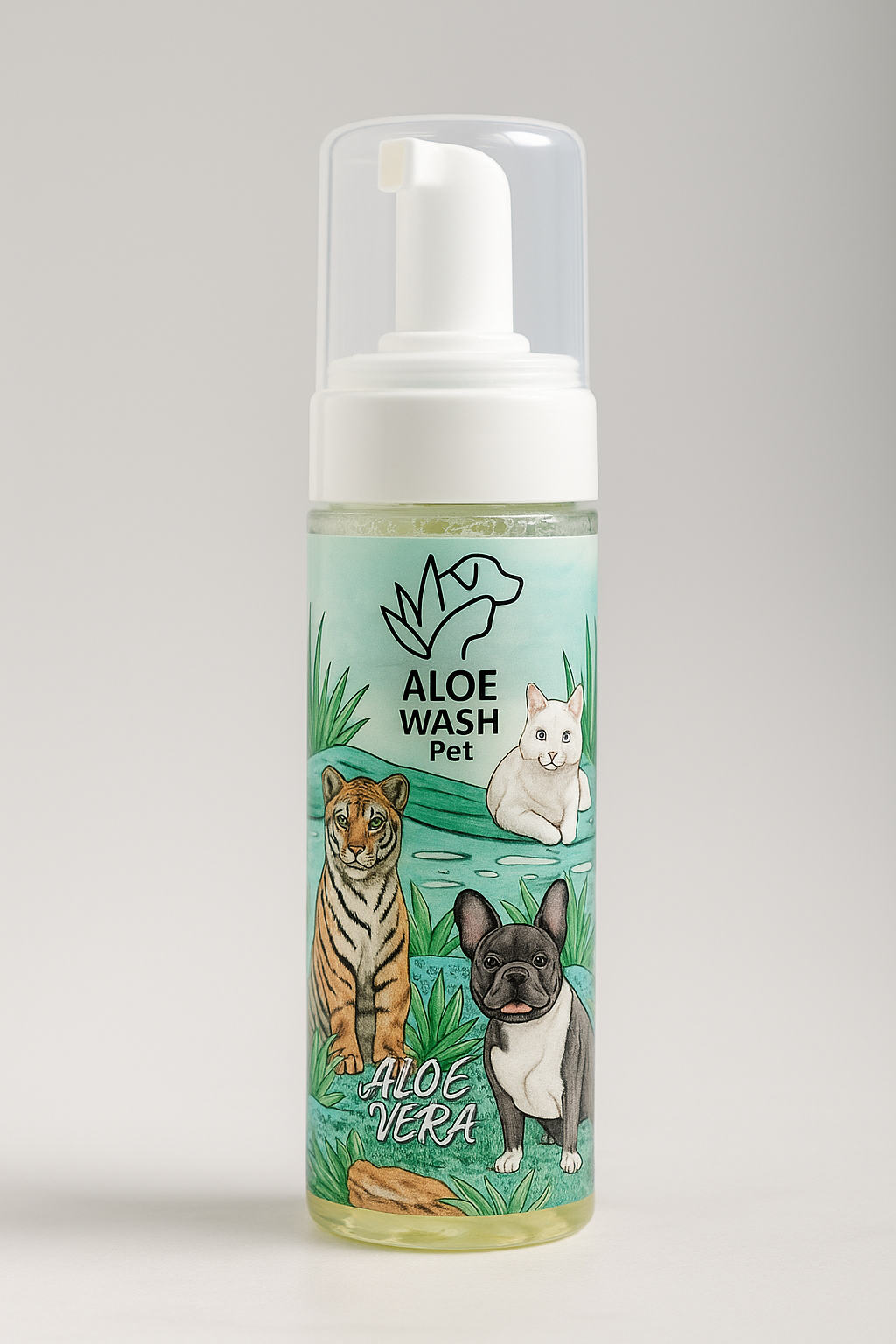 Shampoo en seco de aloe para perros y gatos — foto del producto.
